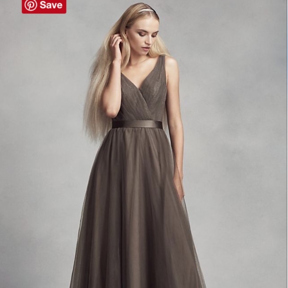 Vera Wang A-Line Tulle and Lace Bridesmaid Dress - Picture 3 of 5